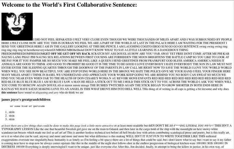 Douglas Davis: The Worlds First Collaborative Sentence 1994